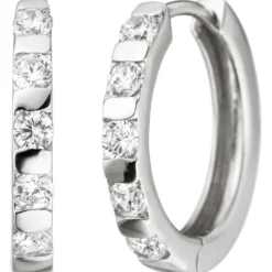 Creolen 17,7mm Ohrringe Klappcreolen Ohrschmuck mit weißen Zirkonia, 925 Silber