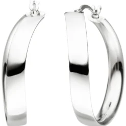 Creolen 31,2mm Ohrringe Ohrschmuck geschwungen gebogen 925 Silber Silbercreolen