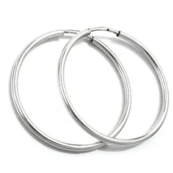 Creolen 32mm Ohrringe Ohrschmuck, rund glänzend, 925 Sterlingsilber