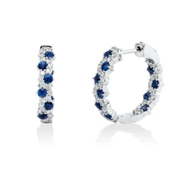 Creolen 585 Weißgold 20 Saphire 1,3ct blau 68 Brillanten 0,76ct W-PI 21,2x4,6mm