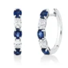 Creolen 750 Weißgold 6 Saphire 1,42ct blau 4 Diamanten Oval-Schliff 0,61ct TW-SI