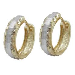 Creolen 14x4mm Creole Kreolen bicolor diamantiert 9Kt 375 Gold Ohrschmuck Damen