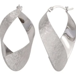 Creolen 5,6x35,4mm Möbiusband 925 Silber mattiert Klappcreolen Ohrschmuck Damen