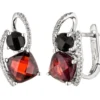Creolen 7,9x15,6mm mit 48 Diamanten 0.14Ct W/SI Granat Onyx schwarz 585 Weißgold