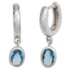 Creolen 5,4x21,3mm Ohrringe aus 925 Silber Zirkonia hellblau oval facett Damen