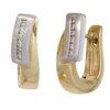 Creolen 6,1x17,6mm Ohrringe mit 12 Diamanten 0.12Ct TC/P1 585 Gold gelb/weiß