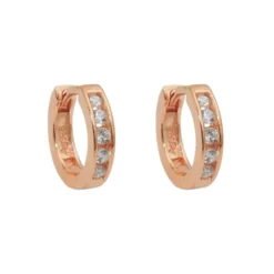 Creolen 12x2,5mm Ohrringe mit weißen Zirkonia 925 Silber Rotgold vergoldet