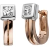 Creolen 5x12,4mm Ohrringe weiße Zirkonia Solitär Quadrat 375 Gold Rotgold
