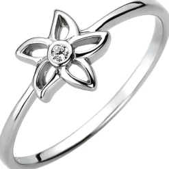 Damen Ring Blume aus 925 Silber mit Zirkonia Silberring Fingerring Fingerschmuck