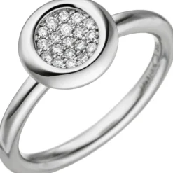 Damen-Ring mit 19 Diamanten 0.15Ct Brillanten rund 585 Gold Weißgold