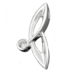 Designer Anhänger 26,5x12mm aus echtem 925 Silber & Zirkonia weiß schlicht Damen