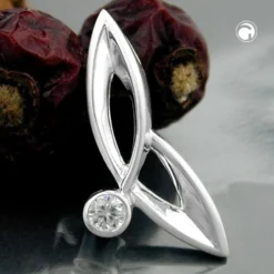 Designer Anhänger 26,5x12mm aus echtem 925 Silber & Zirkonia weiß schlicht Damen