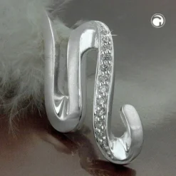 Designer Anhänger 30x15mm mit Zirkonia & 925 Silber mattiert Damen