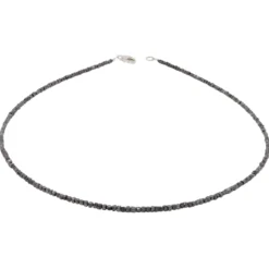 Diamantkette Collier schwarze Diamanten Rohdiamanten grau-anthrazit 925 Silber