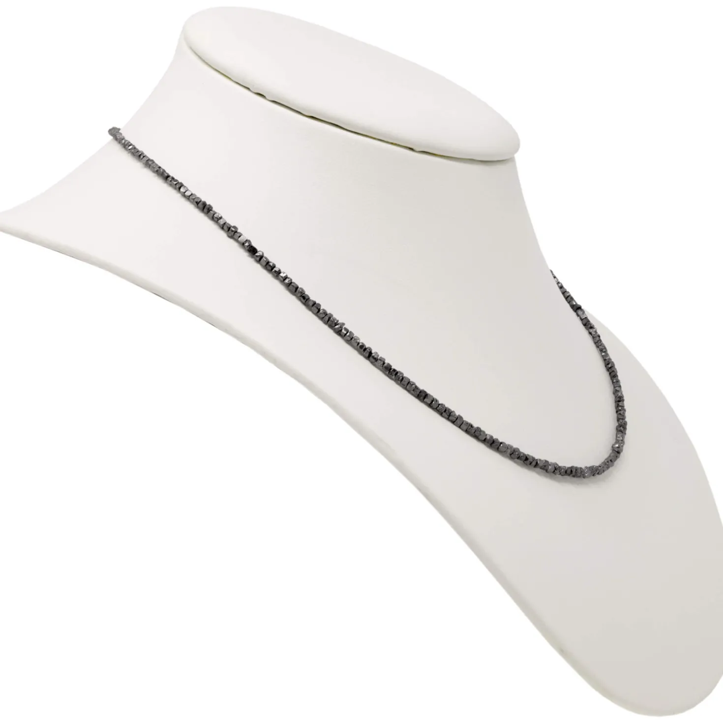 Diamantkette Collier schwarze Diamanten Rohdiamanten grau-anthrazit 925 Silber