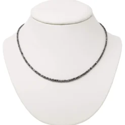 Diamantkette Collier schwarze Diamanten Rohdiamanten grau-anthrazit 925 Silber