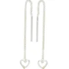 Durchzieher Ohrhänger 5,1x57,2mm Herz aus 925 Silber Ohrschmuck rhodiniert Damen