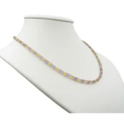 Edelsteinkette Collier aus Amethyst & Citrin & Silber, gelb violett