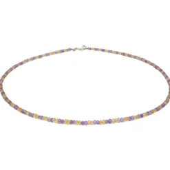Edelsteinkette Collier aus Amethyst & Citrin & Silber, gelb violett