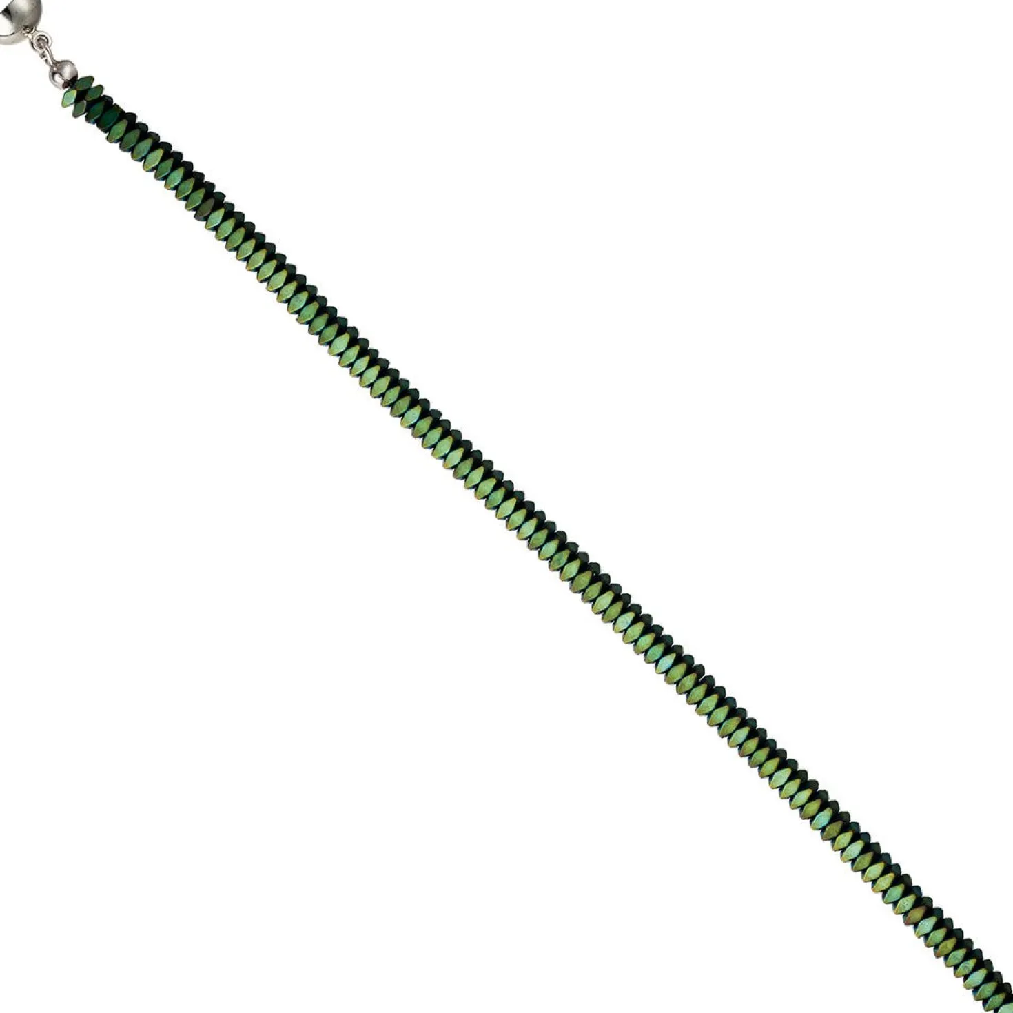 Edelsteinkette Kette Collier Halskette aus Hämatin grün Edelstahl Damen 45cm
