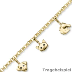 Einhänger Hund Hundkopf Anhänger Charm 585 Gold Gelbgold glänzend 12,5x20,5mm