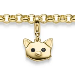 Einhänger Katze Katzenkopf Anhänger Charm 585 Gold Gelbgold glänzend 11,5x18mm