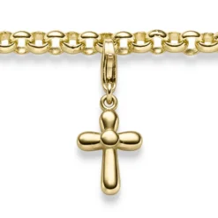 Einhänger Kreuz Kreuzchen Anhänger Charm aus 585 Gold Gelbgold glänzend 9x23mm