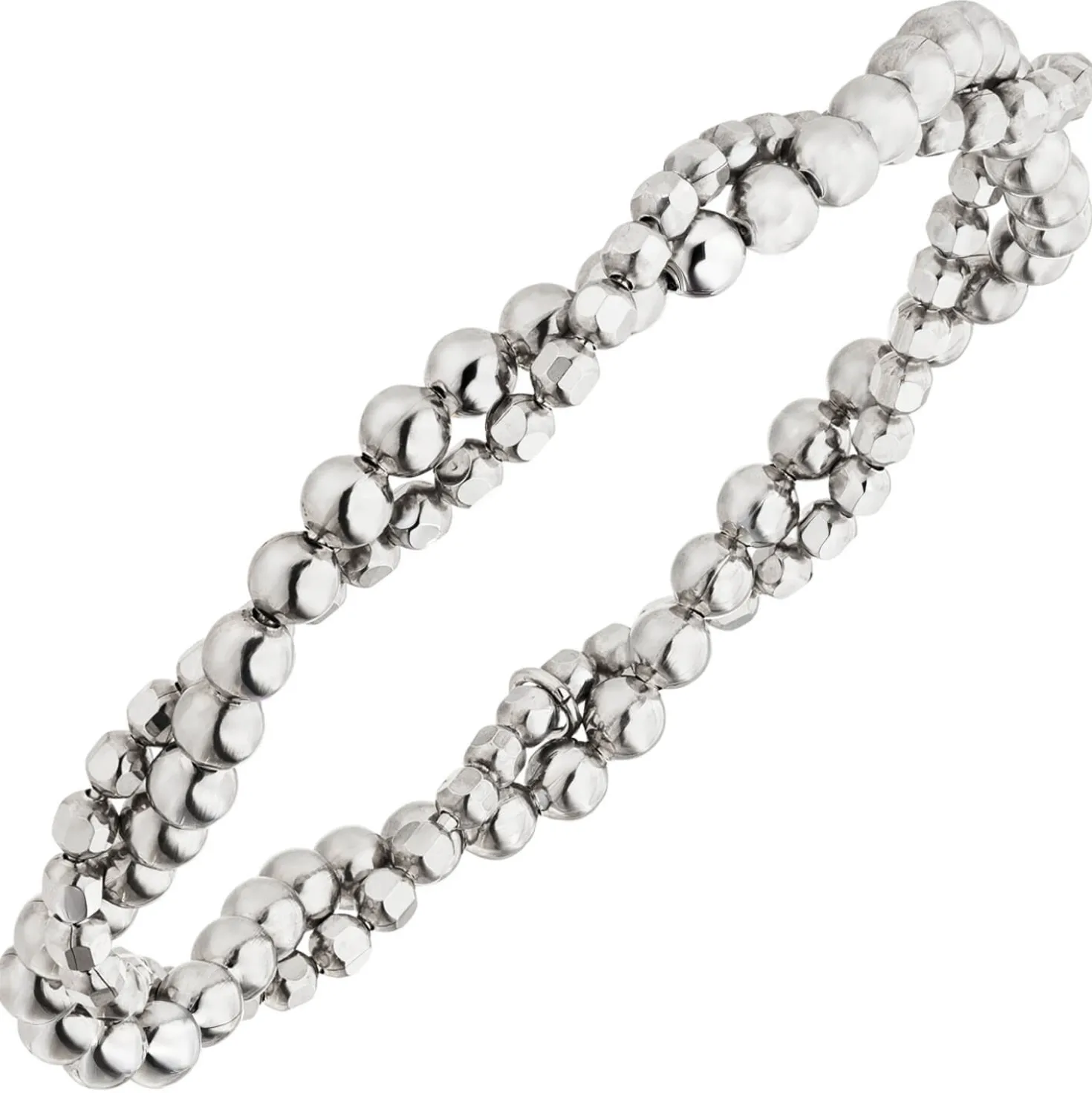 Elastisches Armband Kugelarmband 2-reihig aus 925 Silber verschlungen 16,5cm