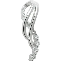 Eleganter Anhänger 25x7mm mit weißen Zirkonia glänzend frei geformt 925 Silber