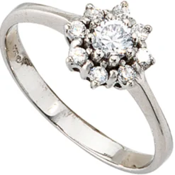 Eleganter Ring Damenring mit Zirkonia, 925 Silber Sterlingsilber Damen