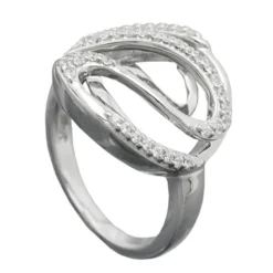 Eleganter Ring Damenring weiße Zirkonia zweilagig 925 Silber