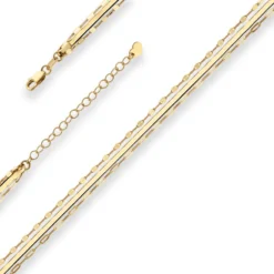 Fantasiekette Goldkette Collier Herzchen Halskette aus 585 Gold Gelbgold 38cm
