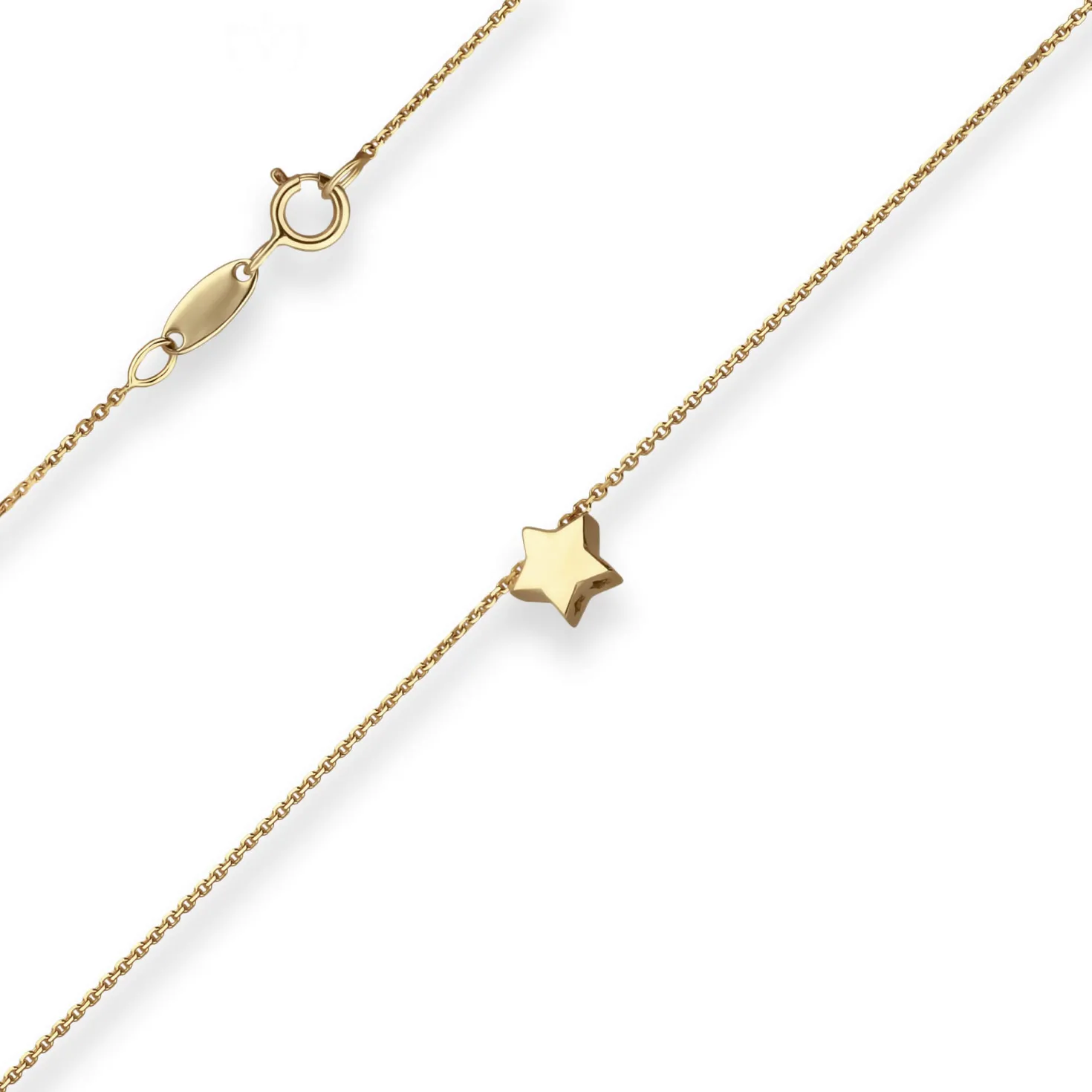 Fantasiekette Goldkette Collier Stern Halskette aus 585 Gold Gelbgold 42cm