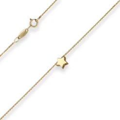 Fantasiekette Goldkette Collier Stern Halskette aus 375 Gold Gelbgold 42cm