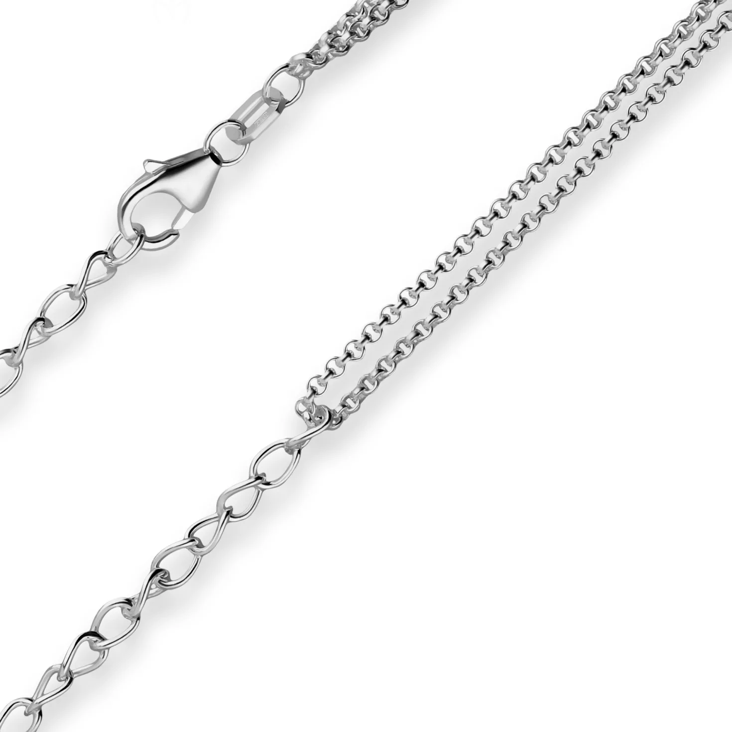 Fantasiekette Silberkette Collier Halskette aus 925 Silber rhodiniert 42cm
