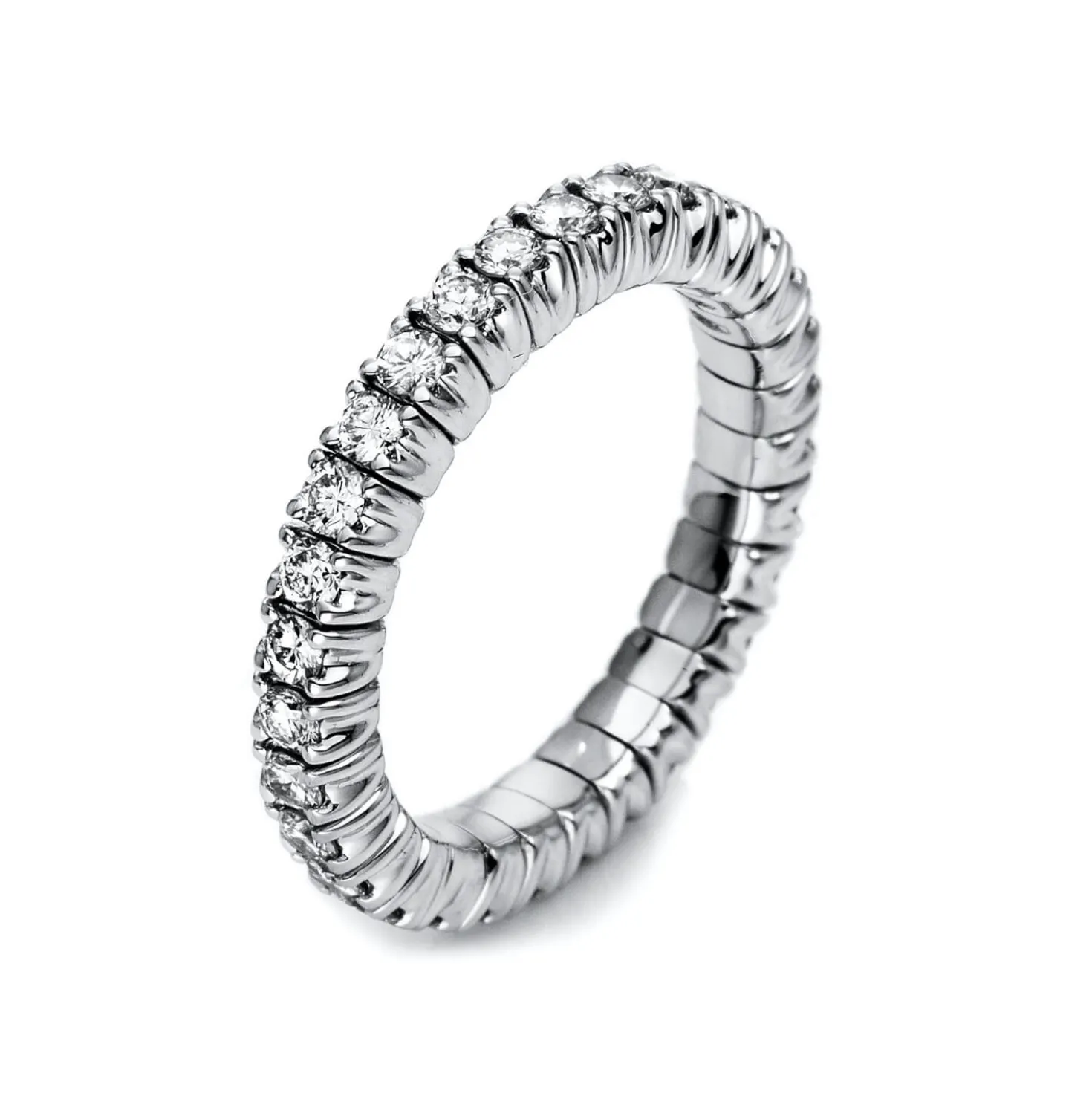 Flex-Ring aus 750 Weißgold rhodiniert 34 Brillanten 0,88ct TW-SI B:3,2mm