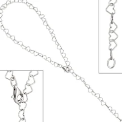 Fußkettchen Fußkette aus Herzen, 925 Silber 27cm verkürzbar Fußschmuck für Damen