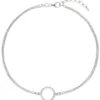 Fußkettchen Fußkette mit Kreis 925 Silber 2-reihig 24 Zirkonia 26cm Fußschmuck