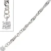 Fußkettchen Fußkette mit Zirkonia, 925 Silber, 25cm, Fußschmuck, Damen