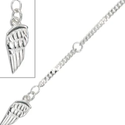 Fußkette Fußkettchen Panzerkette Flügel 925 Silber 23-25cm Fußschmuck