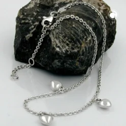 Fußkette mit Herzen, Ankerkette aus echtem 925 Silber Echtsilber, 27cm
