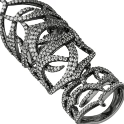 Gelenkring Gliederring Ring Damenring mit Zirkonia, 925 Silber geschwärzt