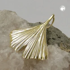 Ginkgoblatt - Goldanhänger Anhänger 20mm 375 Gold Gelbgold Halsschmuck Damen