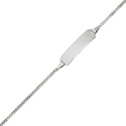 Goldarmband für Kinder, Schildband, 585 Gold Weißgold, 14cm verkürzbar