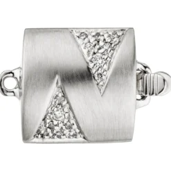 Goldverschluss Schließe mit 28 Diamanten 0.015Ct W/SI Brillanten 585 Weißgold