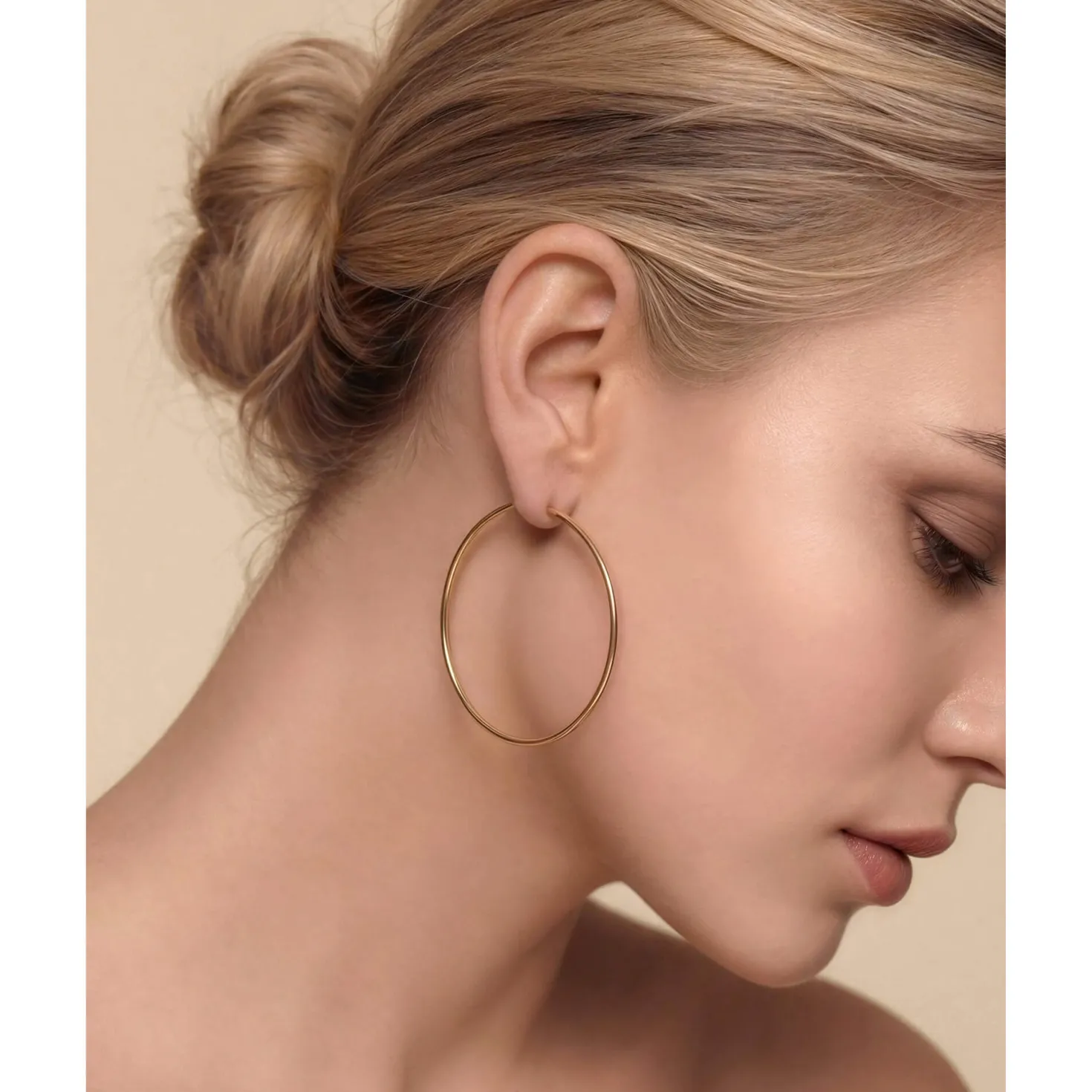 Große XL Creolen Ø 50mm aus 333 Gold Gelbgold Ohrringe Ohrchmuck rund Damen