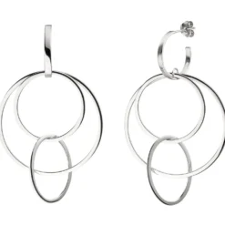 Halbcreolen Creolen 41,1x69,6mm 3 überkreüzte dünne Ringe aus 925 Silber