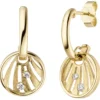 Halbcreolen Ohrhänger 12x23,4mm 585 Gelbgold Brillanten 0.1Ct W/SI Bogen-Muster