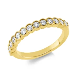 Halb-Memoire Ring aus 750 Gelbgold 13 Brillanten 0,5ct TW-VSI/SI B:3mm