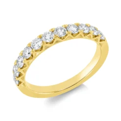 Halb-Memoire Ring aus 750 Gold Gelbgold 11 Brillanten 0,77ct TW-SI B:2,8mm